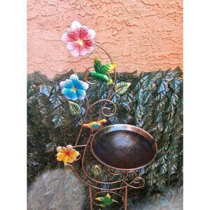 57" Height Metal Bird Bath with Trellis for Outdoor Vintage Decorative Bird bath